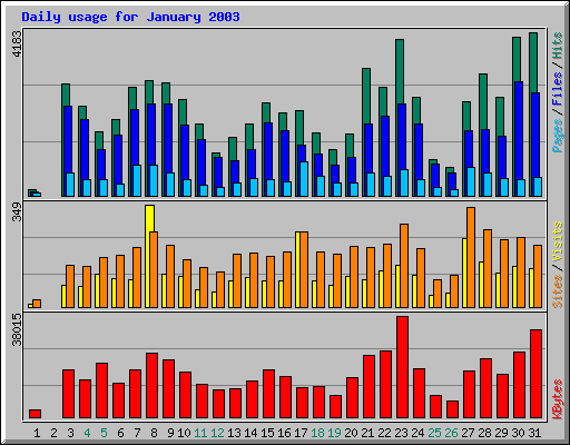 Daily usage for January 2003